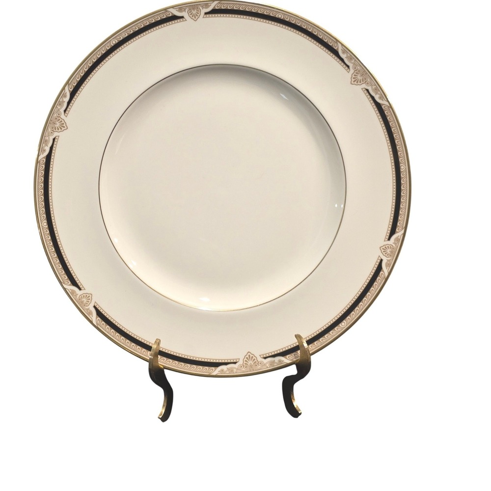 Royal Doulton Andover Dinner Plates Set of 2 Black Gold Fine Bone China 10.75"